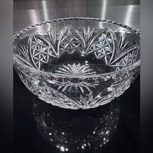 Antique American Brilliant Period Cut Glass Crystal Centerpiece Bowl 8”x4”